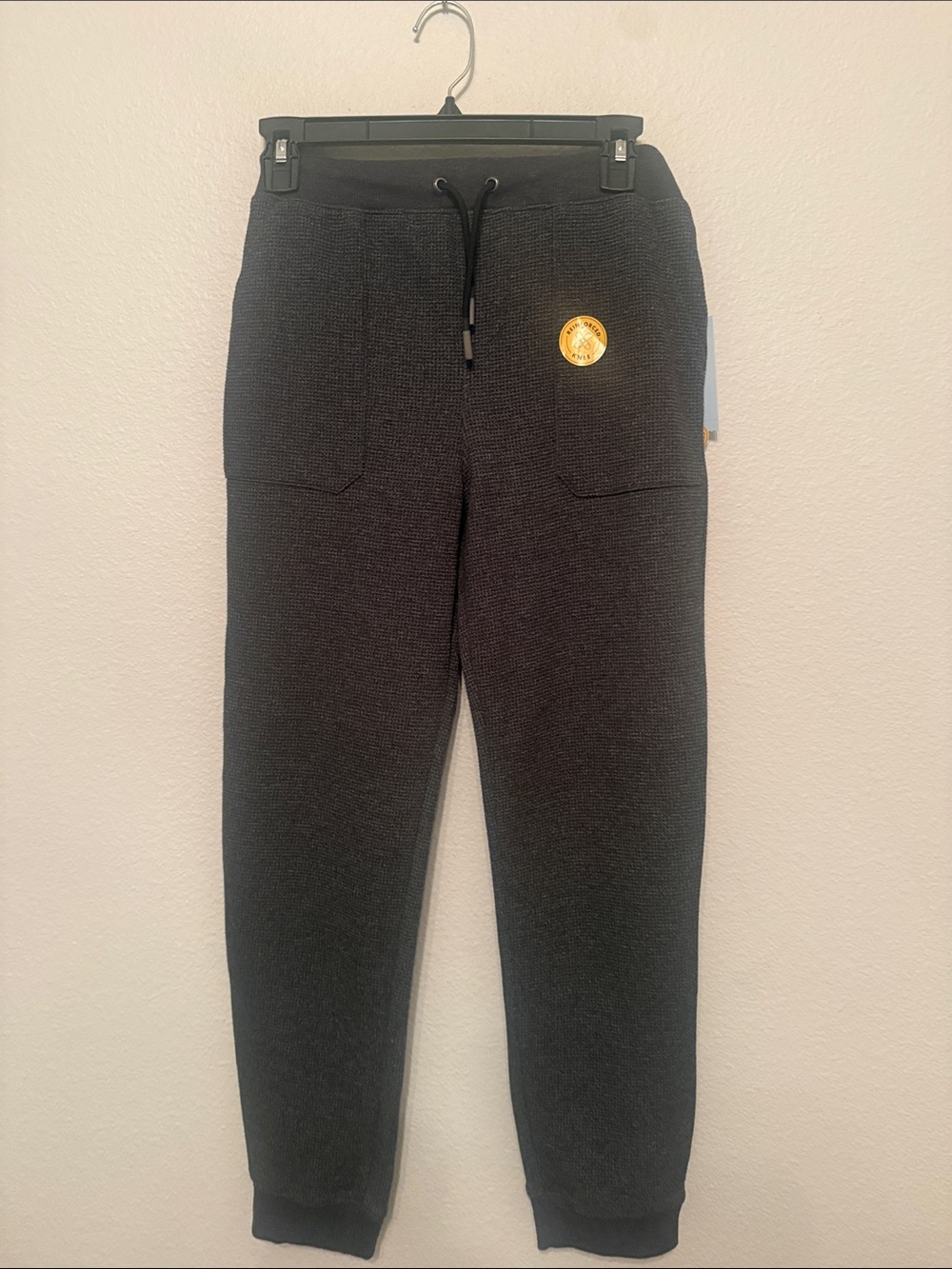 Cat & Jack Black Knit Joggers with Emblem Patch
